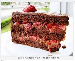Bolo de Morango com chocolate